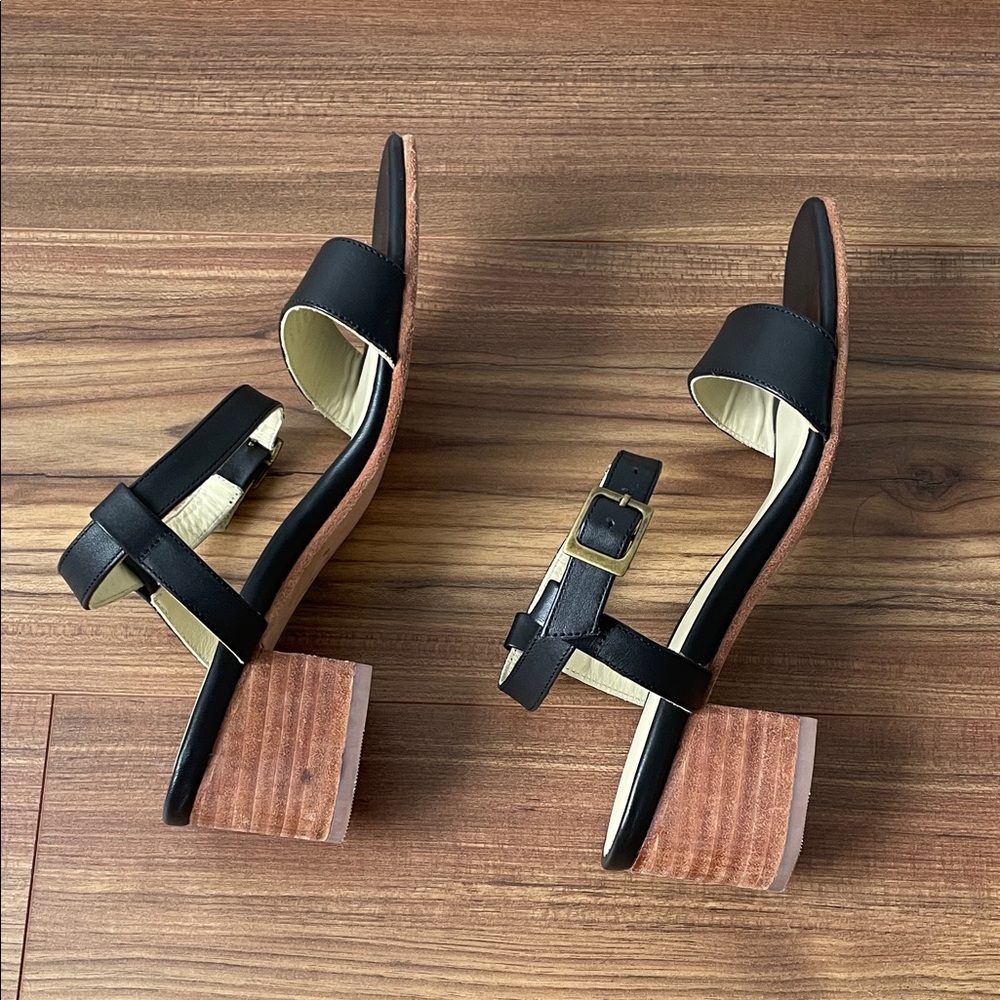 Nisolo Black Leather Block Heel Sandals - Picture 6 of 11
